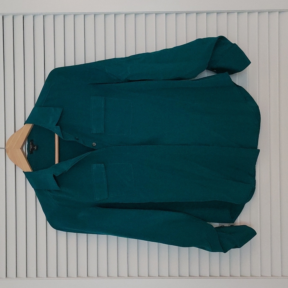 Teal Silk Ann Taylor Camp Shirt